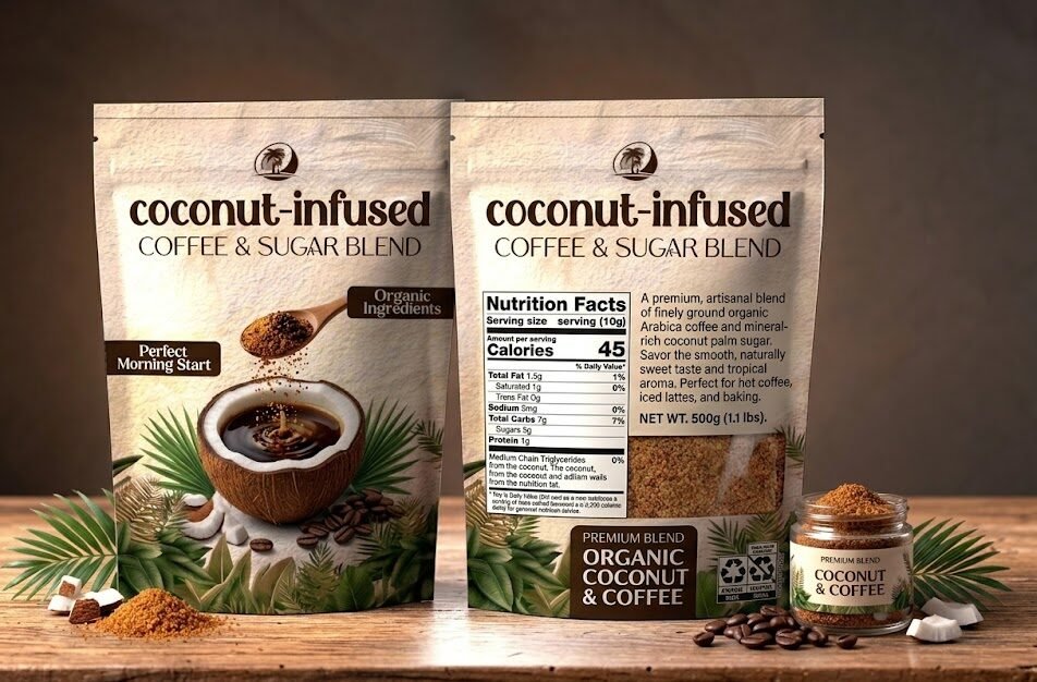 Coconut coffee packaging creative